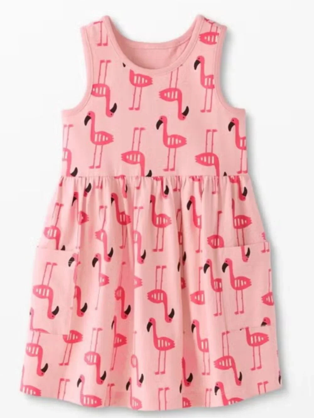 Hanna Andersson Sleeveless Print Pocket Dress: Flamingo Lagoon Size: 4